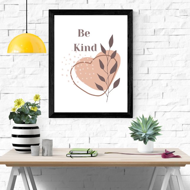 Arte de pared de formas abstractas boho amables ci (Be KInd Inspirational Motivational Wall Art Poster with a Boho Vibe)