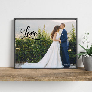 Arte de pared de foto de boda con elegante letra d
