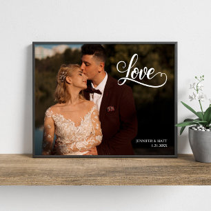 Arte de pared de foto de boda con elegante letra d