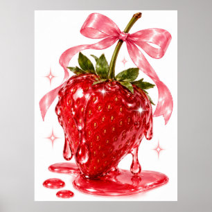 Arte de pared de fresa Póster de fruta coqueta j