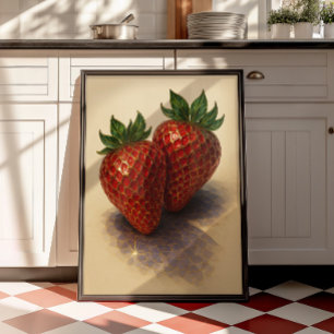 Arte de pared de fresa vintage Arte botánico