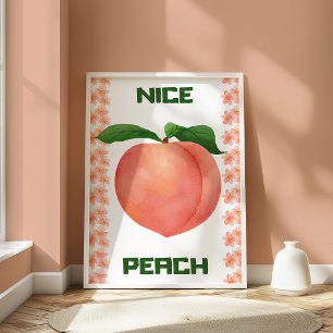 Arte de pared de fruta melocotón estética divertid