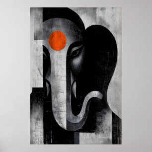Arte de pared de Ganesha Cabeza de elefante minima
