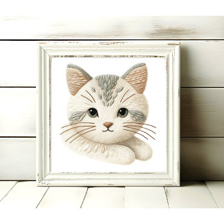 Arte de pared de gatito bordado lindo para amantes