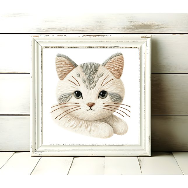 Arte de pared de gatito bordado lindo para amantes (Subido por el creador)
