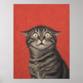 Arte de pared de gato atigrado — Asustado estilo p