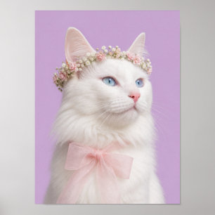 Arte de pared de gato blanco: retrato de mascota b