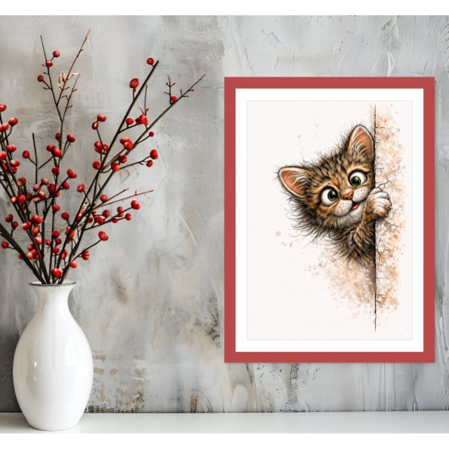 Arte de Pared de Gato Curioso Lindo Impresión Mini (Subido por el creador)