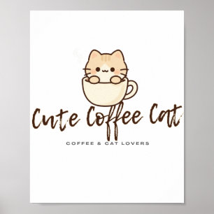 Arte de Pared de Gato de Café Adorable – Póster Di