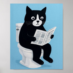 Arte de pared de gato en inodoro baño