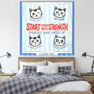 Arte de pared de gato motivacional – Cita de fuerz