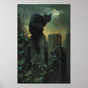 Arte de pared de gato negro, arte gótico de gato d