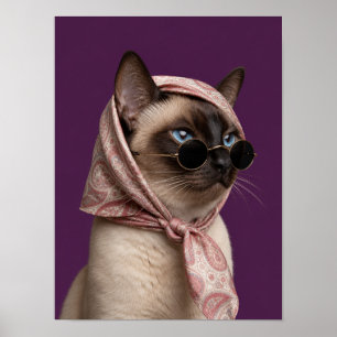 Arte de pared de gato siamés — Moda editorial masc