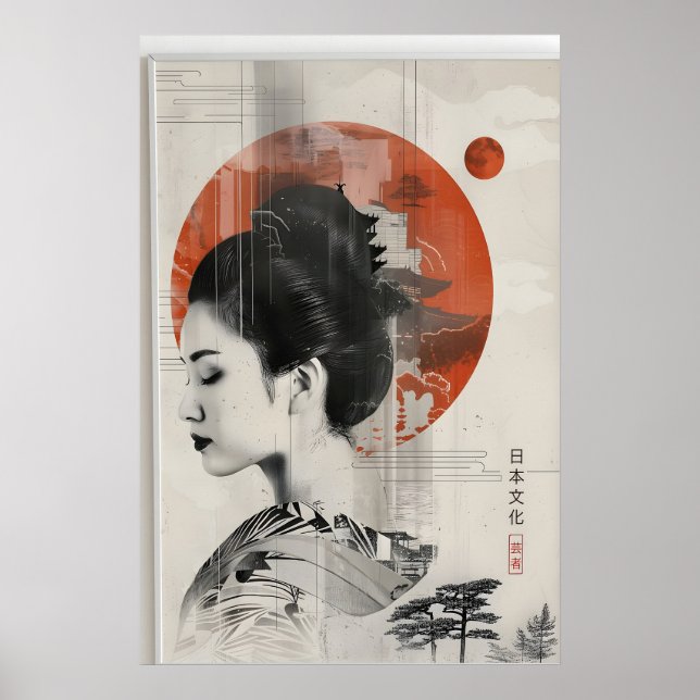 Arte de pared de Geisha moderna - Boho Japonés (Frente)