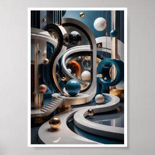 Arte de pared de geometría infinita 3D de lujo