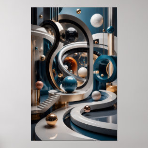 Arte de pared de geometría infinita 3D de lujo