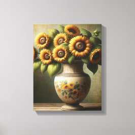 Arte de pared de girasoles - lienzo envuelto