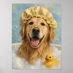 Arte de pared de Golden Retriever — Baño de burbuj
