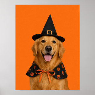 Arte de pared de Golden Retriever — Bruja de masco