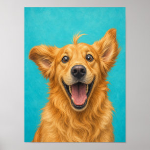 Arte de pared de Golden Retriever — Dolor divertid