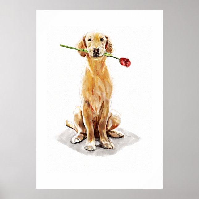 Arte de Pared de Golden Retriever – Impresión de A (Frente)