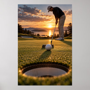 Arte de pared de golf de puesta de sol – Hora dora