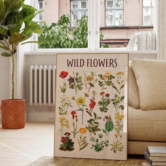 Arte de pared de gráfico de flores silvestres vint (In situ living room)