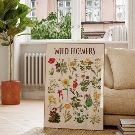 Arte de pared de gráfico de flores silvestres vint