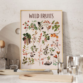Arte de pared de gráfico de frutas silvestres vint