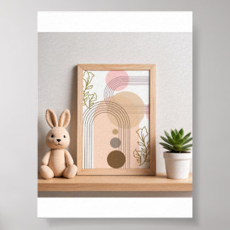 Arte de pared de guardería boho abstracto arcoíris