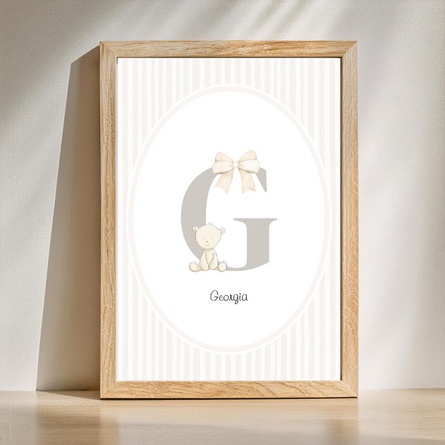 Arte de pared de guardería con letra G personaliza (Letter G Nursery Wall Art - Custom Baby Name Print)