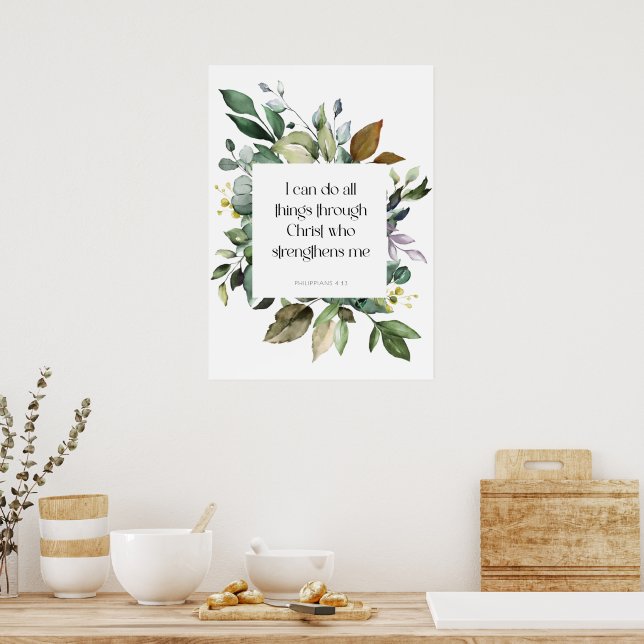 Arte de pared de guiones | Filipinas 4:13 (Cocina)