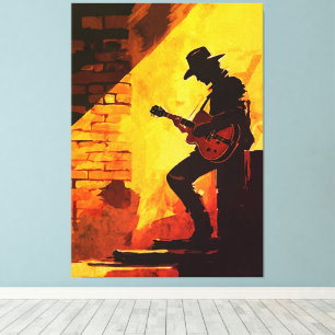 Arte de Pared de Guitarrista Vaquero – Músico Occi