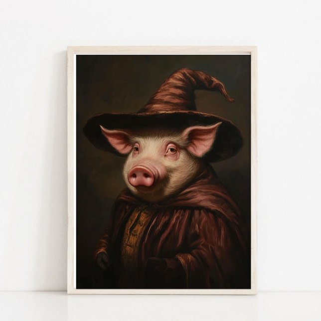 Arte de pared de Halloween, cerdo brujo lindo pint (Subido por el creador)