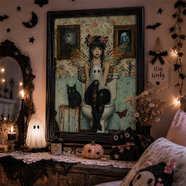 Arte de pared de Halloween de hada gótica fantasma