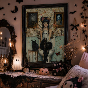Arte de pared de Halloween de hada gótica fantasma