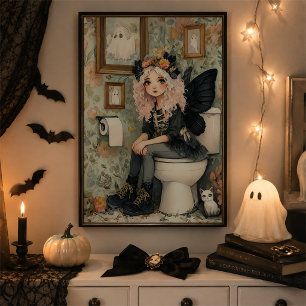 Arte de pared de Halloween de hada gótica linda