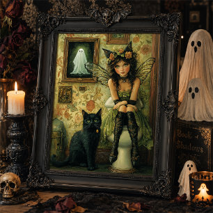 Arte de pared de Halloween de hada victoriana y ga