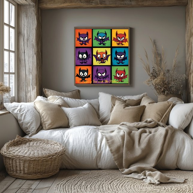 Arte de pared de Halloween en cuadrícula de murcié (Subido por el creador)