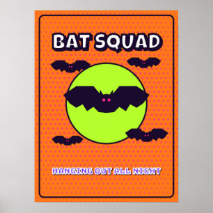 Arte de pared de Halloween neon de escuadrón de mu