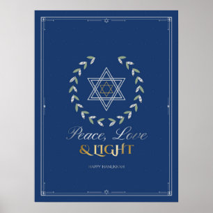 Arte de pared de Hanukkah 'Paz, Amor y Luz'