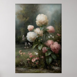 Arte de pared de hortensias imprimible, antigüedad