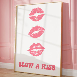 Arte de Pared de Huella de Labios Rosa   Decoració