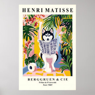 Arte de pared de husky al estilo de Matisse Perro