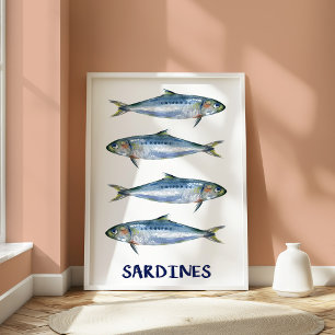 Arte de Pared de Ilustración de Pescado Costero de