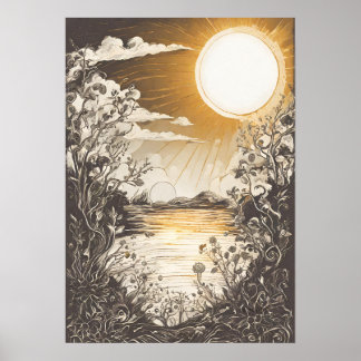 Arte de Pared de Ilustracion Sol Pacífico