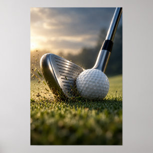 Arte de pared de impacto de pelota de golf y palo