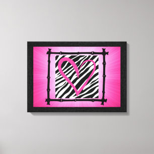Arte de pared de impresión de cebra de color rosa