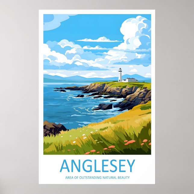Arte de pared de impresión de viaje de Anglesey Pa (Frente)