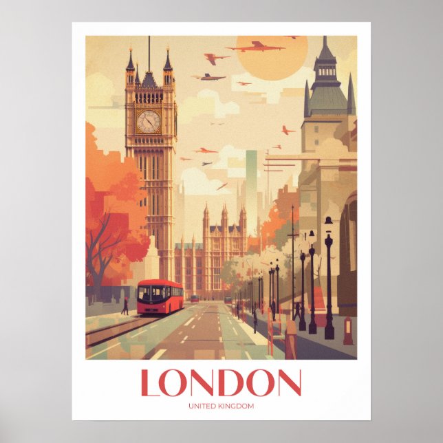 Arte de pared de impresión de viajes de Londres (Frente)